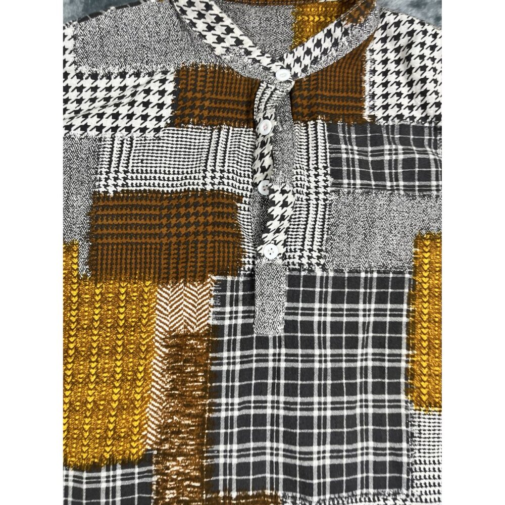 Misslook Womens Patchwork Short Sleeve Button-Up Shirt - Picture 4 of 9